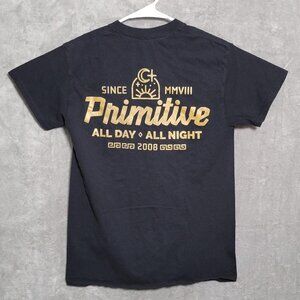 Primitive Apparel Shirt Mens Small Black Gold Graphic All Day All Night 2008 Tee